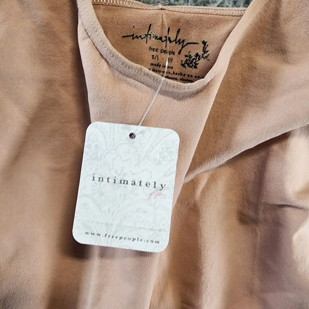 Free People Skinny Strap Cropped Camisole Women's XS/S Beige Scoop Neck Pullover - Picture 8 of 12